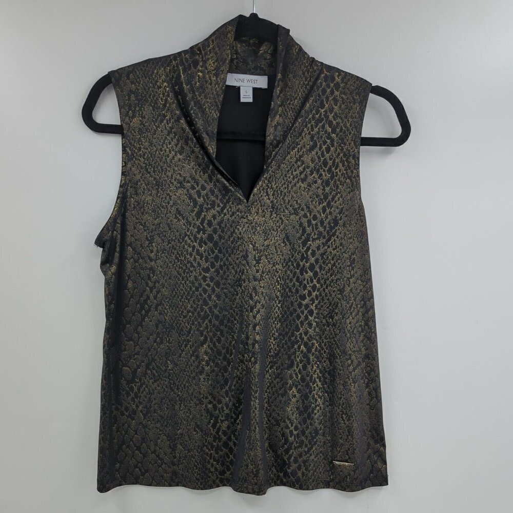 NINE WEST Sleeveless Metallic Snakeskin Top
